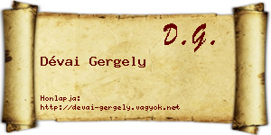 Dévai Gergely névjegykártya