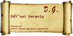 Dévai Gergely névjegykártya